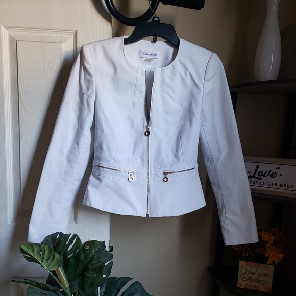 Calvin Klein Jackets & Blazers - 🎉🎉Host Pick🎉🎉 White Peplum Calvin Klein Blazer